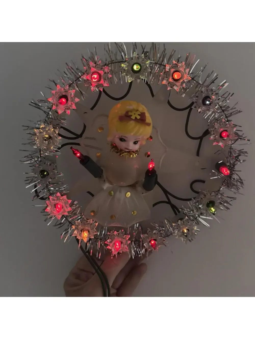 Vintage 1978 Yuletide Twinkling Angel Christmas Tree Topper Star Reflector Light